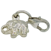 Charm elefante colgante de Plata de ley. Elefante de 1 cm alto x 1 cm ancho. Puede ir con anilla para poder colgarlo de una cadena o colgar con su cierre mosquetón de una pulsera de plata.