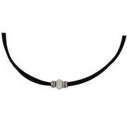 Collar gargantilla de cuero negro y brillantes de cristal blancos