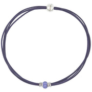 Collar gargantilla de cuero morado y brillantes de cristal morado