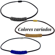 Collares de cuero multicolor y tubo de strass     