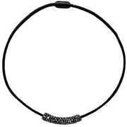 Collar gargantilla de cuero negro y tubo de strass negro