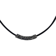 Collar gargantilla de cuero negro y tubo de strass negro