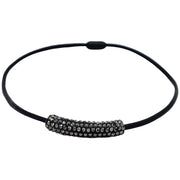 Collar gargantilla de cuero negro y tubo de strass negro