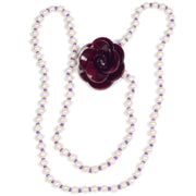 Collar de perlas de río e hilo de seda morado