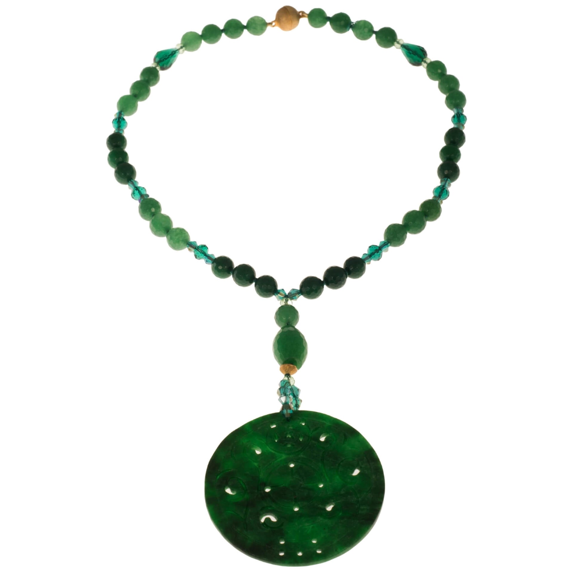 Collar medallón de jade verde