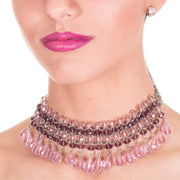 Collar de cristal de lágrimas rosas colgantes