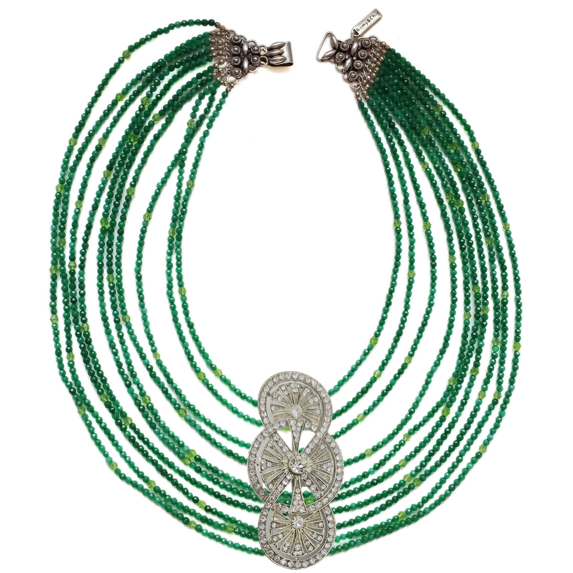 Collar de jade verde de 10 vueltas