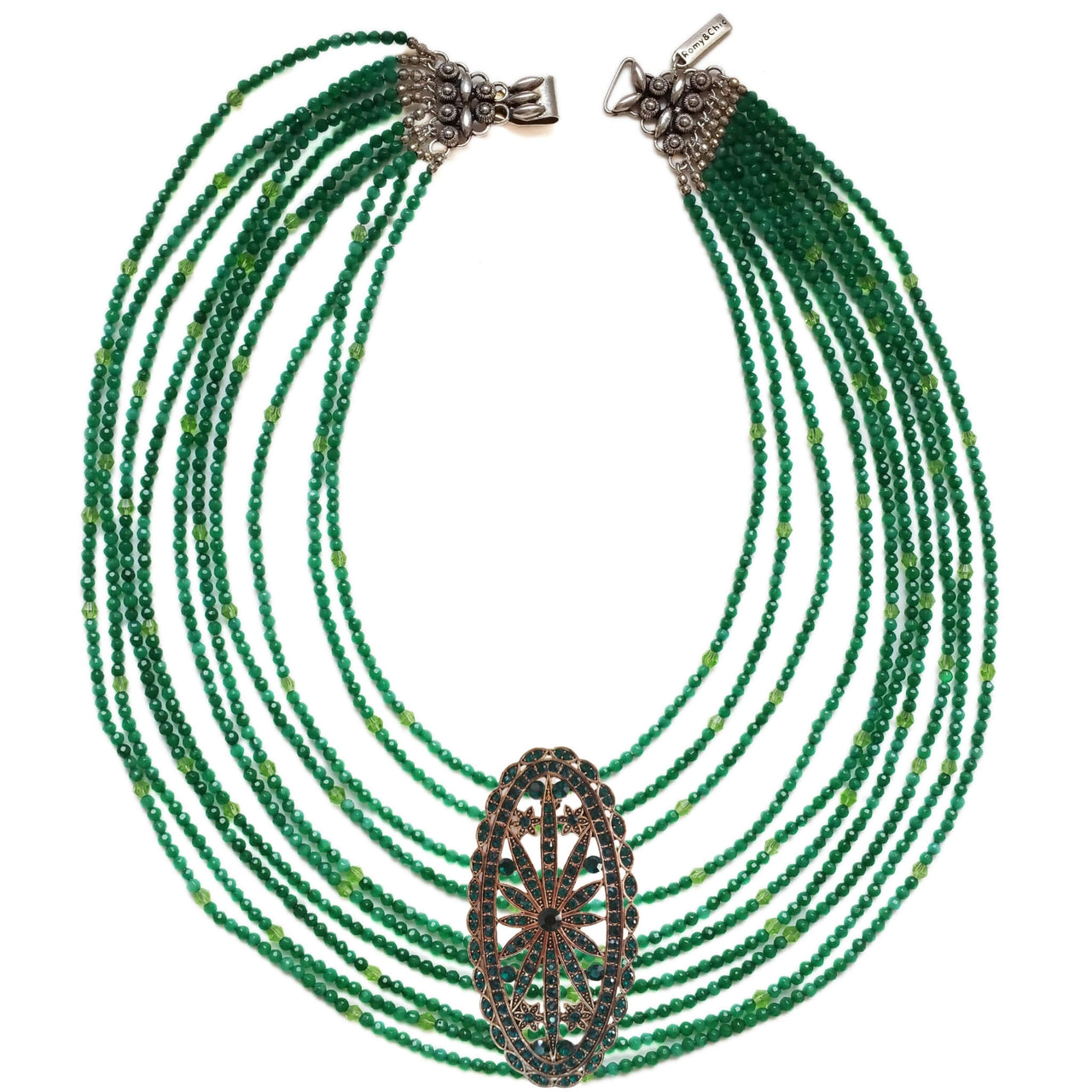 Collar de jade verde de 10 vueltas