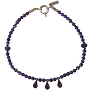 Collar gargantilla de ágata morada y 3 lágrimas de cristal