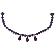 Collar gargantilla de ágata morada y 3 lágrimas de cristal