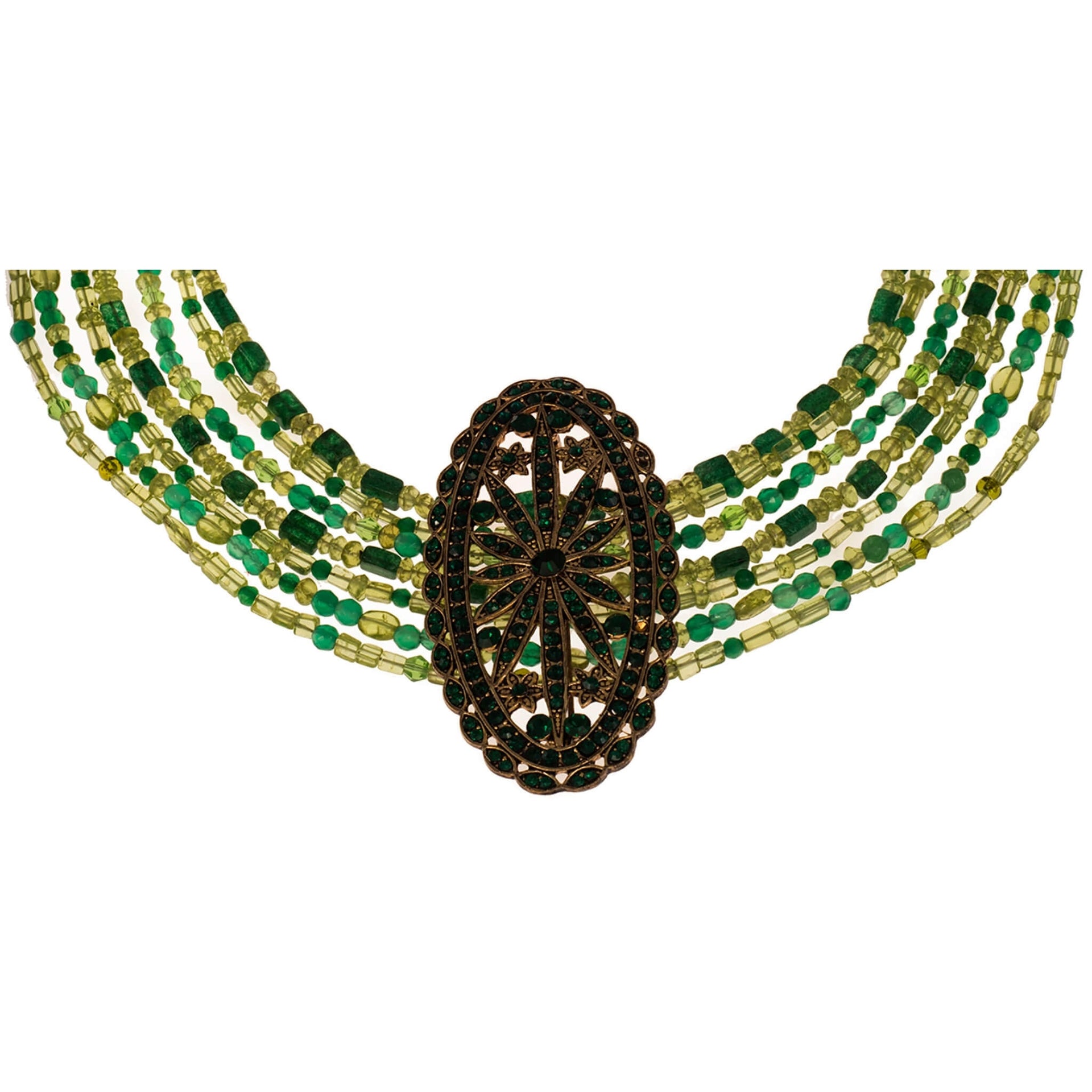 Collar de jade y piedras naturales variadas verdes