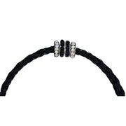 Pulsera de cuero sintético trenzado negro y rondelles de strass