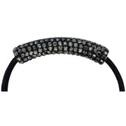 Pulsera de cuero negro y tubo de strass negro