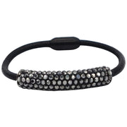 Pulsera de cuero negro y tubo de strass negro