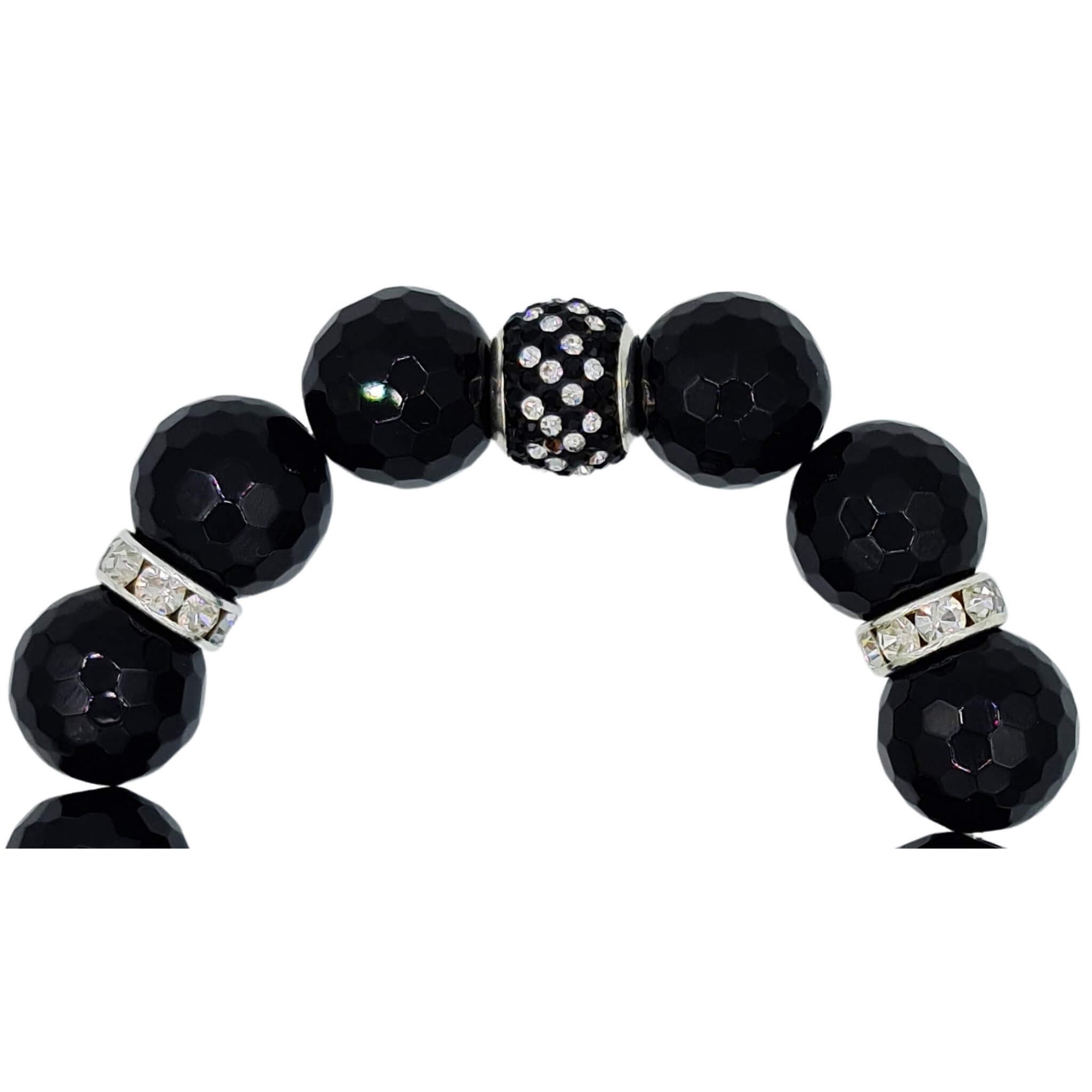 Pulsera de ónix facetado y central de brillantes de puntitos