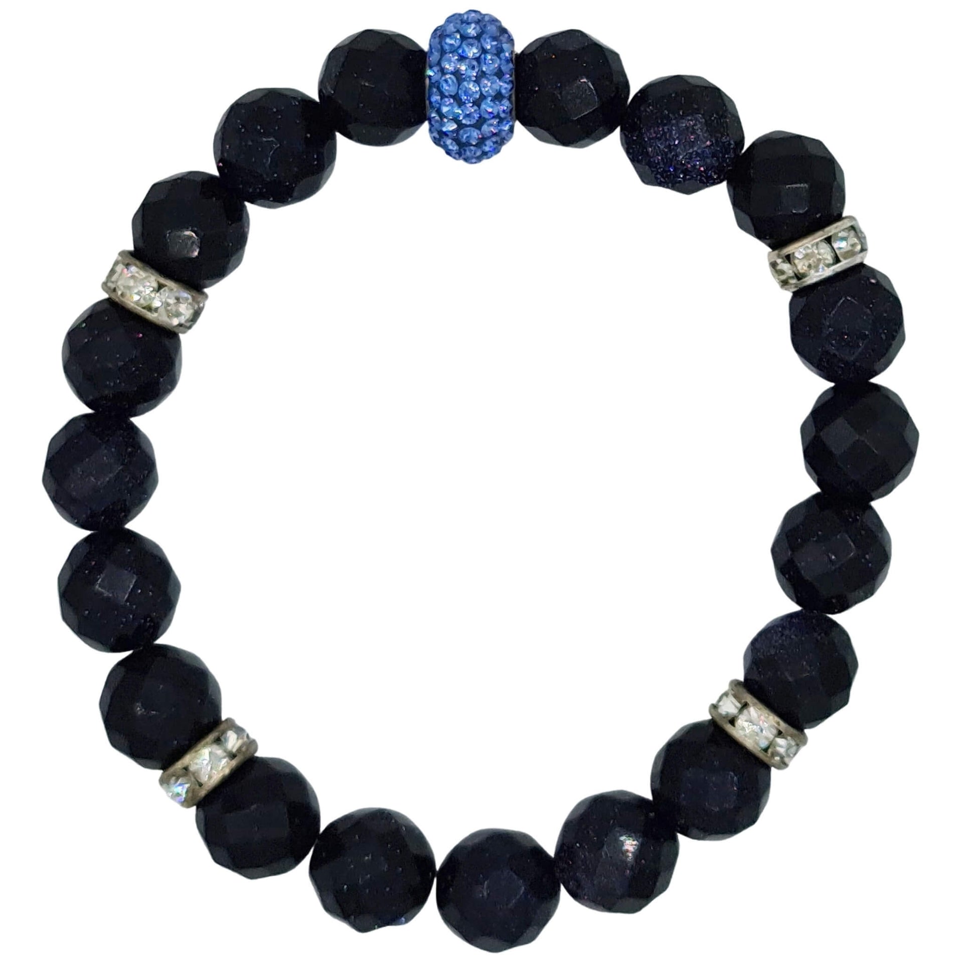 Pulsera de aventurina azul y central de brillantes de cristal celeste