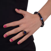 Pulsera de aventurina azul y central de brillantes de cristal celeste