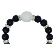 Pulsera de onix facetado negro y bola jade central en blanco