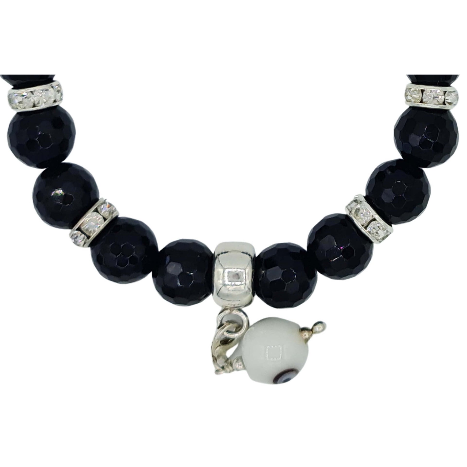 Charm colgante de pulsera de onix facetado negro 