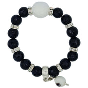 Pulsera de onix facetado negro y bola jade central en blanco