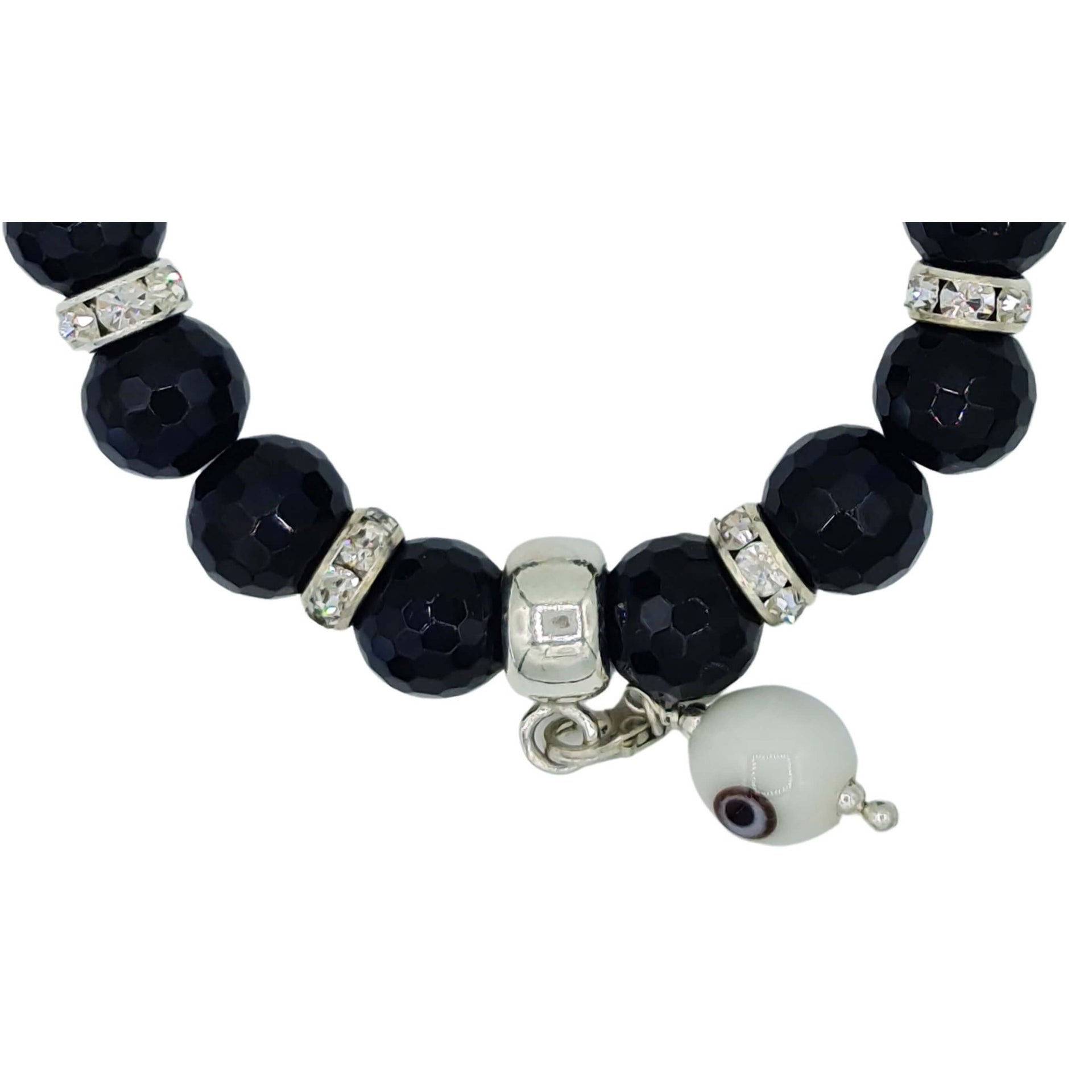 Charm colgante de pulsera de onix facetado negro 