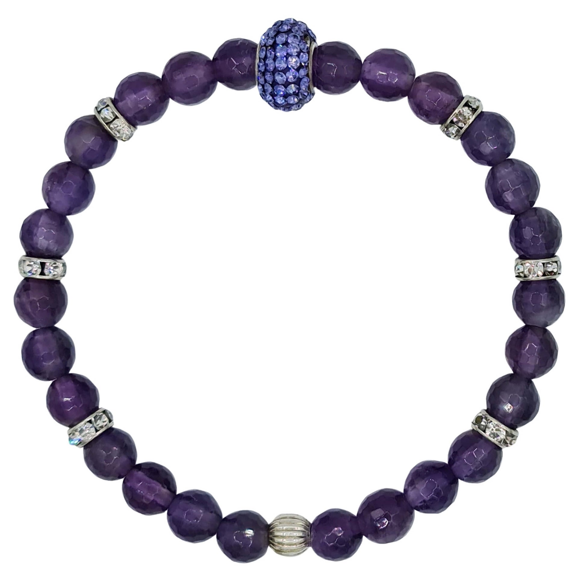 Pulsera de amatista y central de brillantes de cristal morado