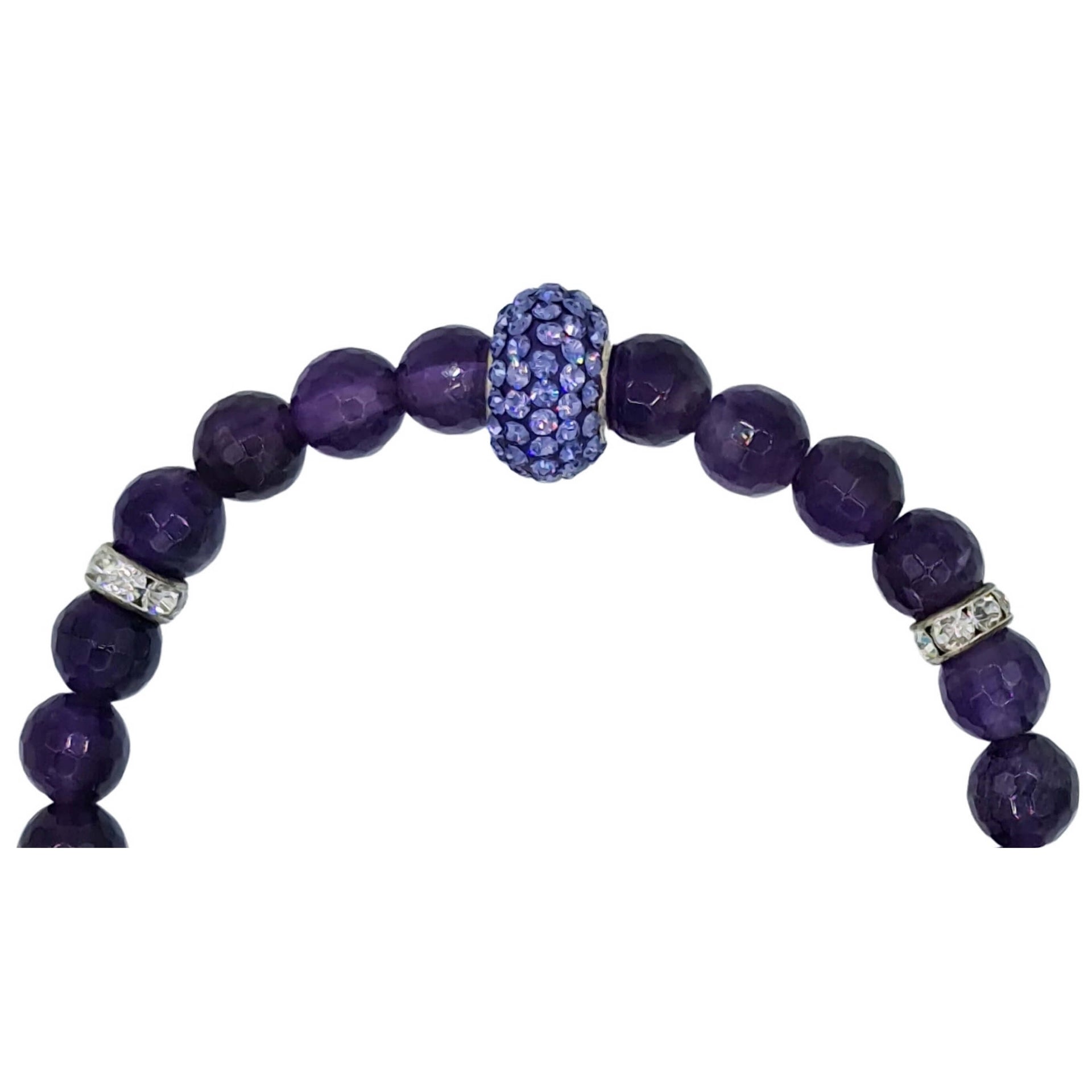 Pulsera de amatista y central de brillantes de cristal morado