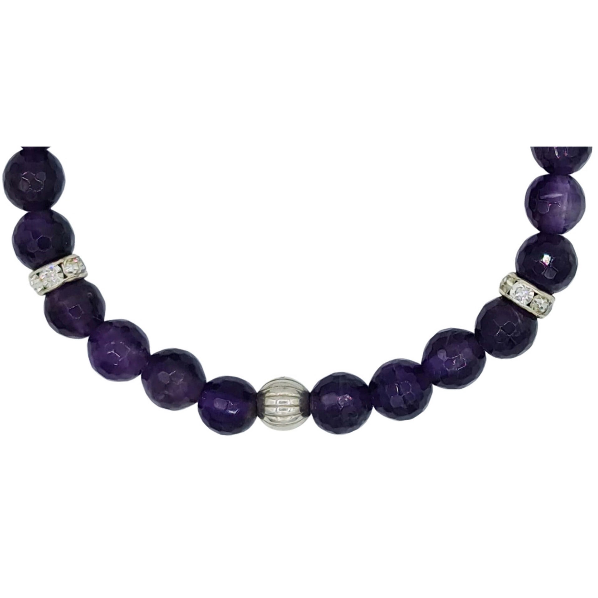 Pulsera de amatista y central de brillantes de cristal morado