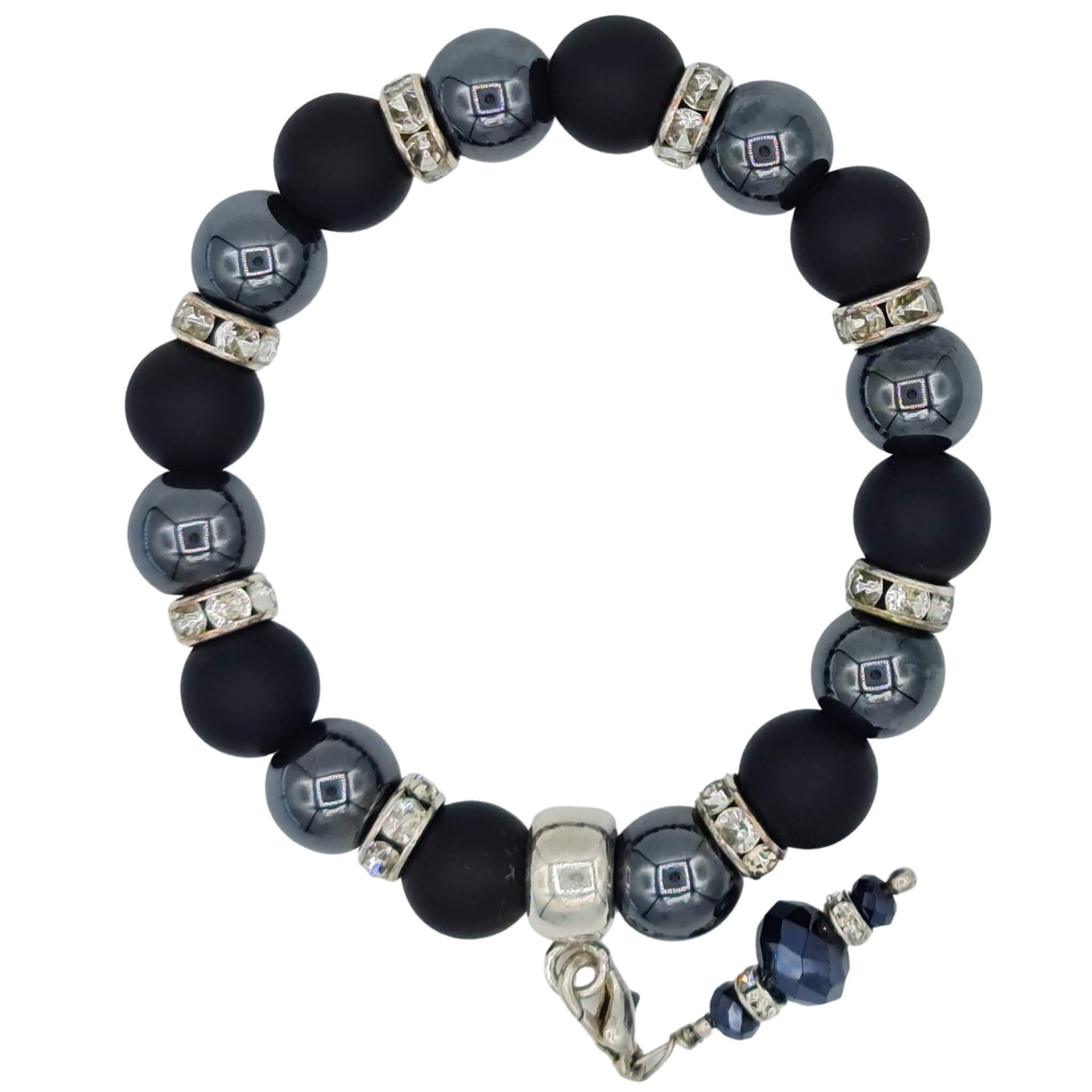 Pulsera de onix mate y hematite con charm colgante