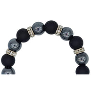 Pulsera de onix mate y hematite con charm colgante