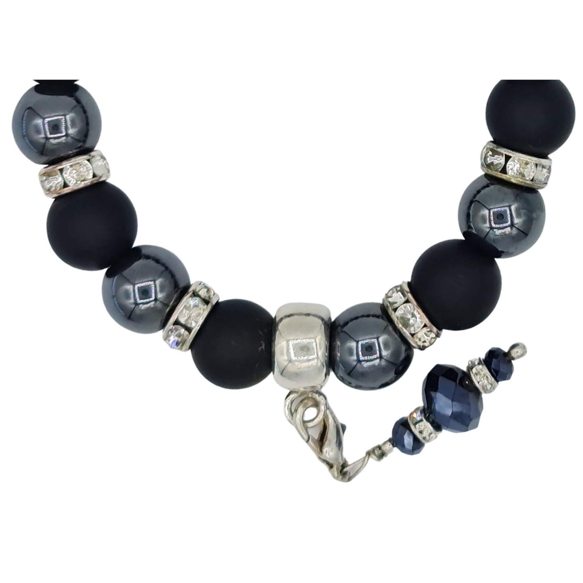 Pulsera de onix mate y hematite con charm colgante