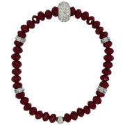 Pulsera de cristal rojo y central de brillantes de cristal en blanco