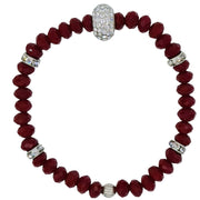 Pulsera de cristal rojo y central de brillantes de cristal en blanco