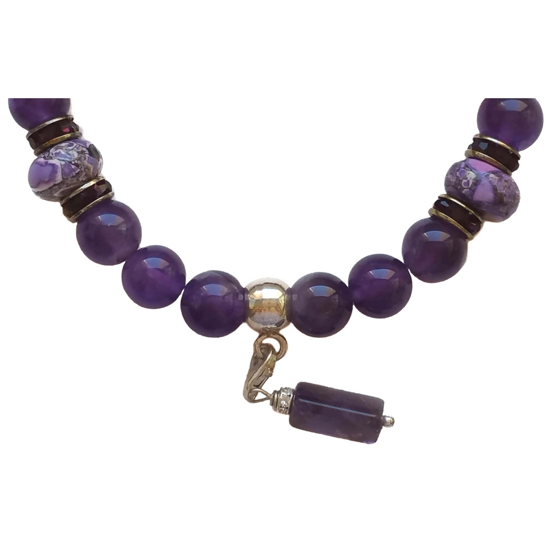 Charm colgante de pulsera de amatista morada y concha lila