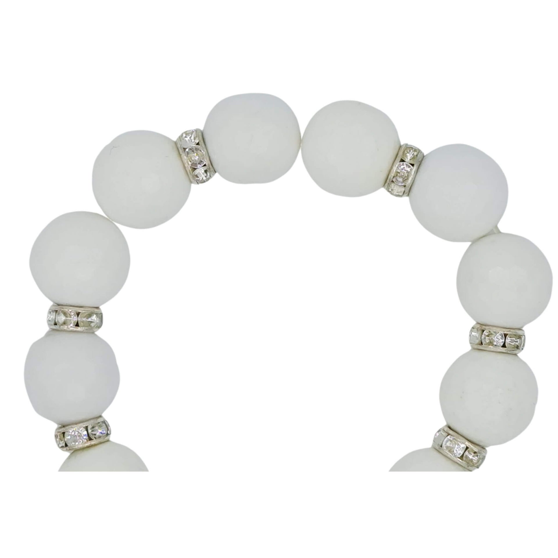 Pulsera de jade blanco y rondelles de strass