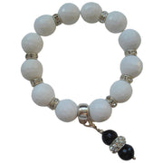 Pulsera de jade blanco y rondelles de strass