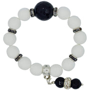 Pulsera de jade blanco y bola central de ónix negro