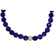 Pulsera de ágata morada y central de bolitas de plata