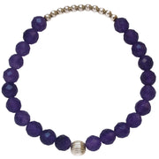 Pulsera de ágata morada y central de bolitas de plata