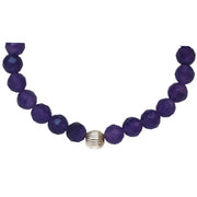 Pulsera de ágata morada y central de bolitas de plata