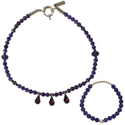 Set de collar y pulsera de ágata morada 