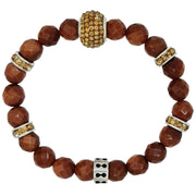 Pulsera de aventurina camel y central de brillantes de cristal dorado